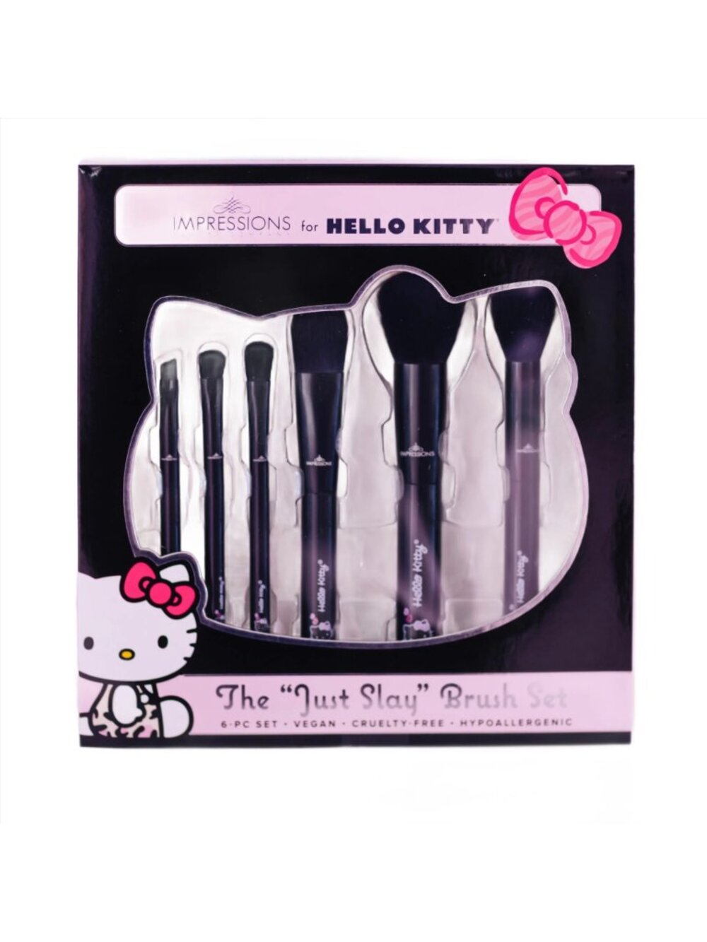 Hello Kitty  6-Pc Vegan Cruelty-Free Makeup Brush Set "Just Slay" New In Box